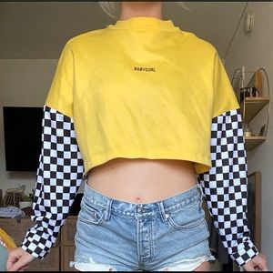 yellow cropped sweater